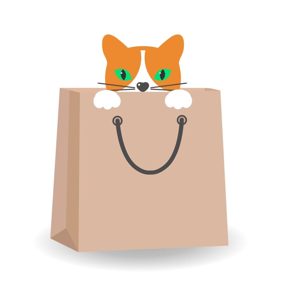 illustrazione di un simpatico gatto zenzero in una borsa vettore