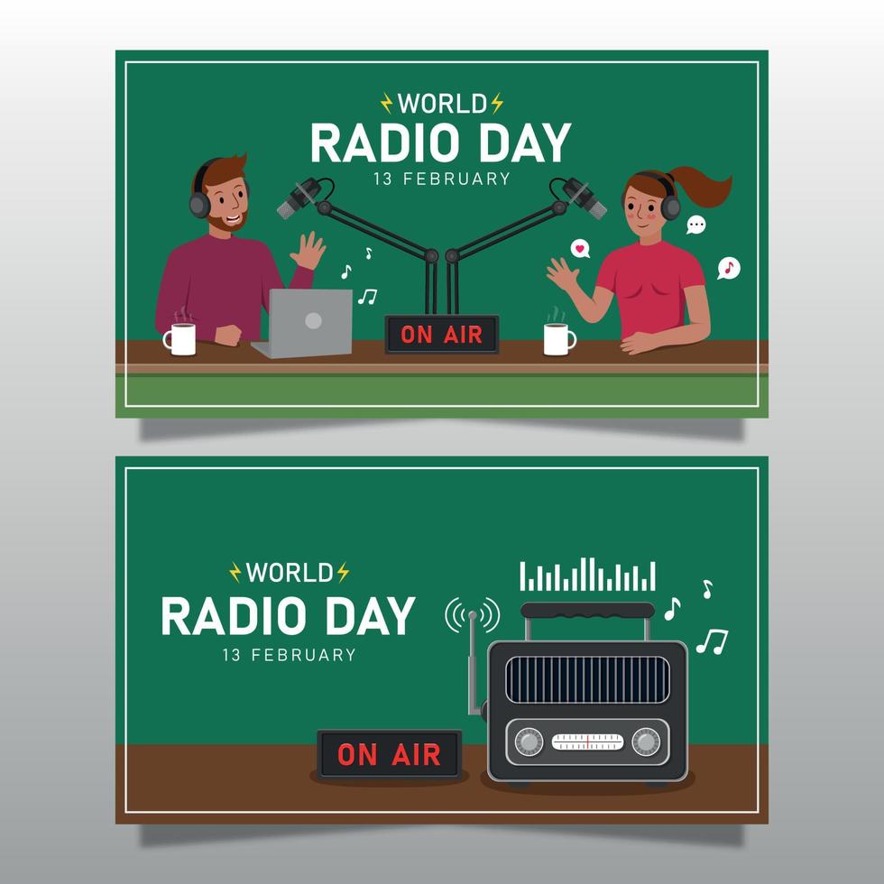 Fondo del modello dell'illustrazione della giornata radiofonica mondiale vettore