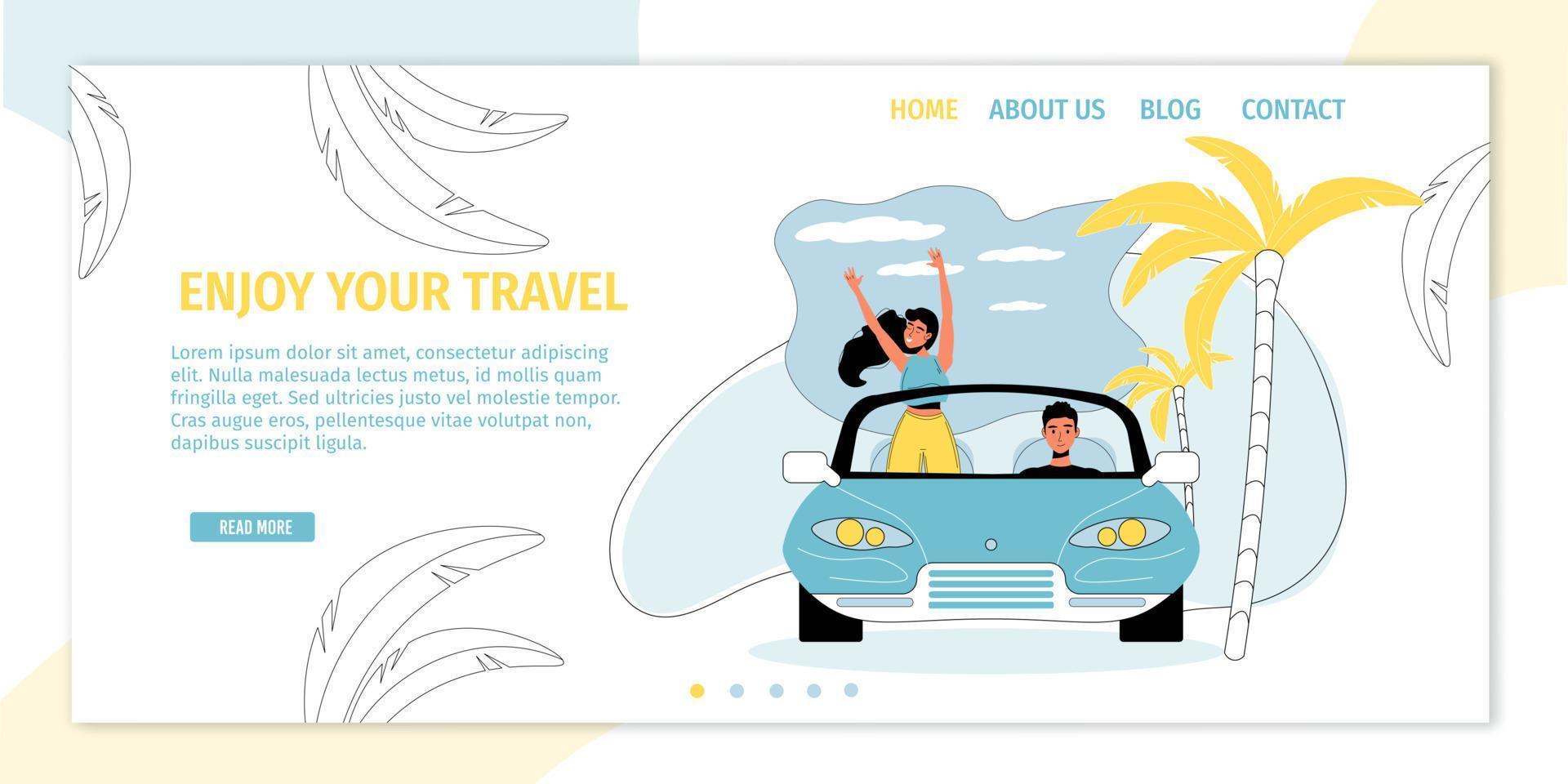 amorevole coppia viaggio su strada insieme landing page vettore