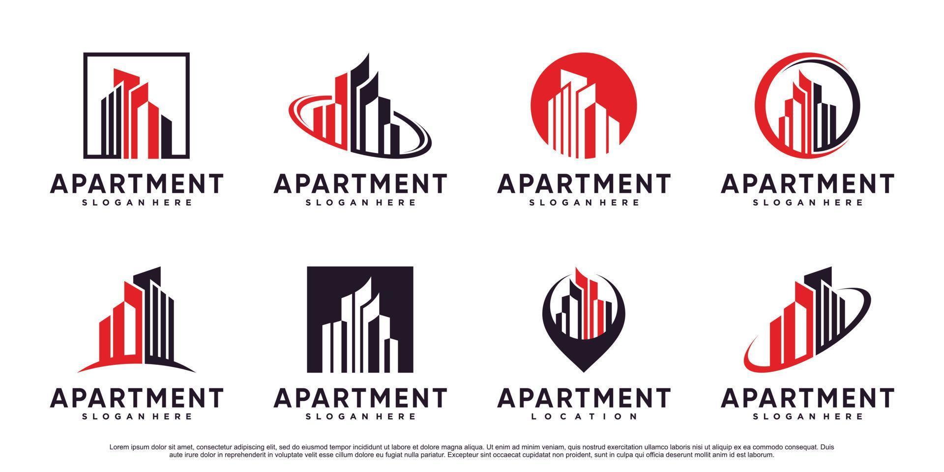 set di ispirazione per il design del logo di un condominio con un vettore premium di concetto moderno creativo