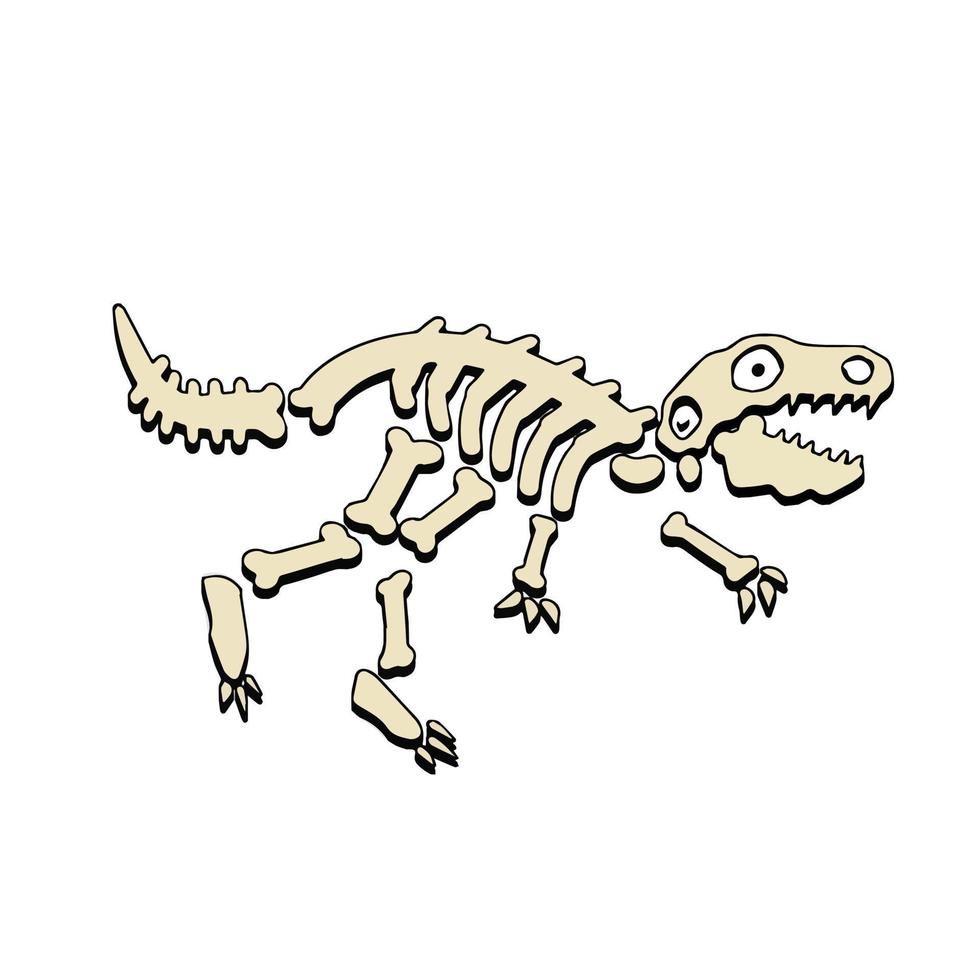 scheletro di dinosauro. ossa di lucertola. vettore