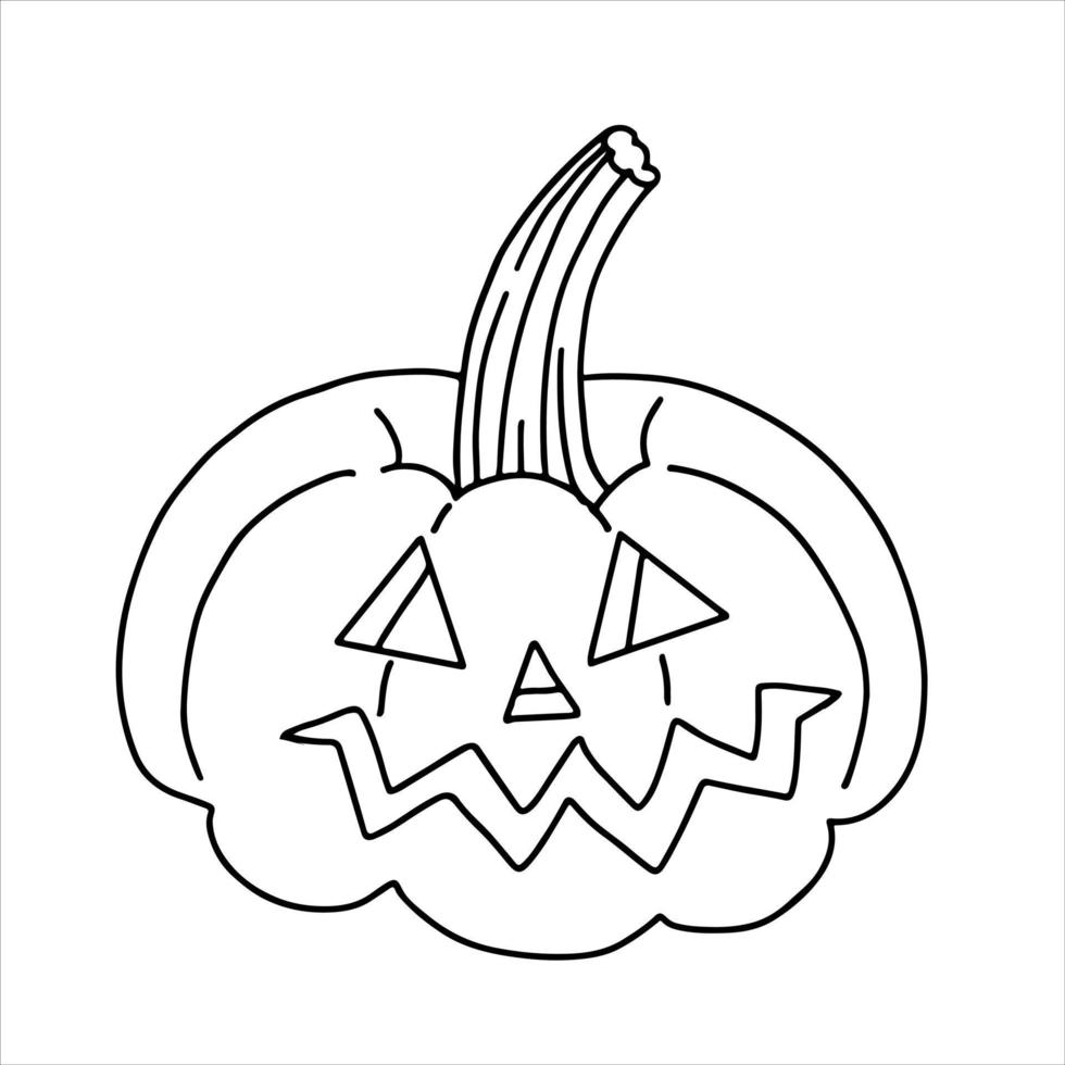 zucca di Halloween in stile doodle. elemento di halloween disegnato a mano. design semplice per la celebrazione delle vacanze. vettore