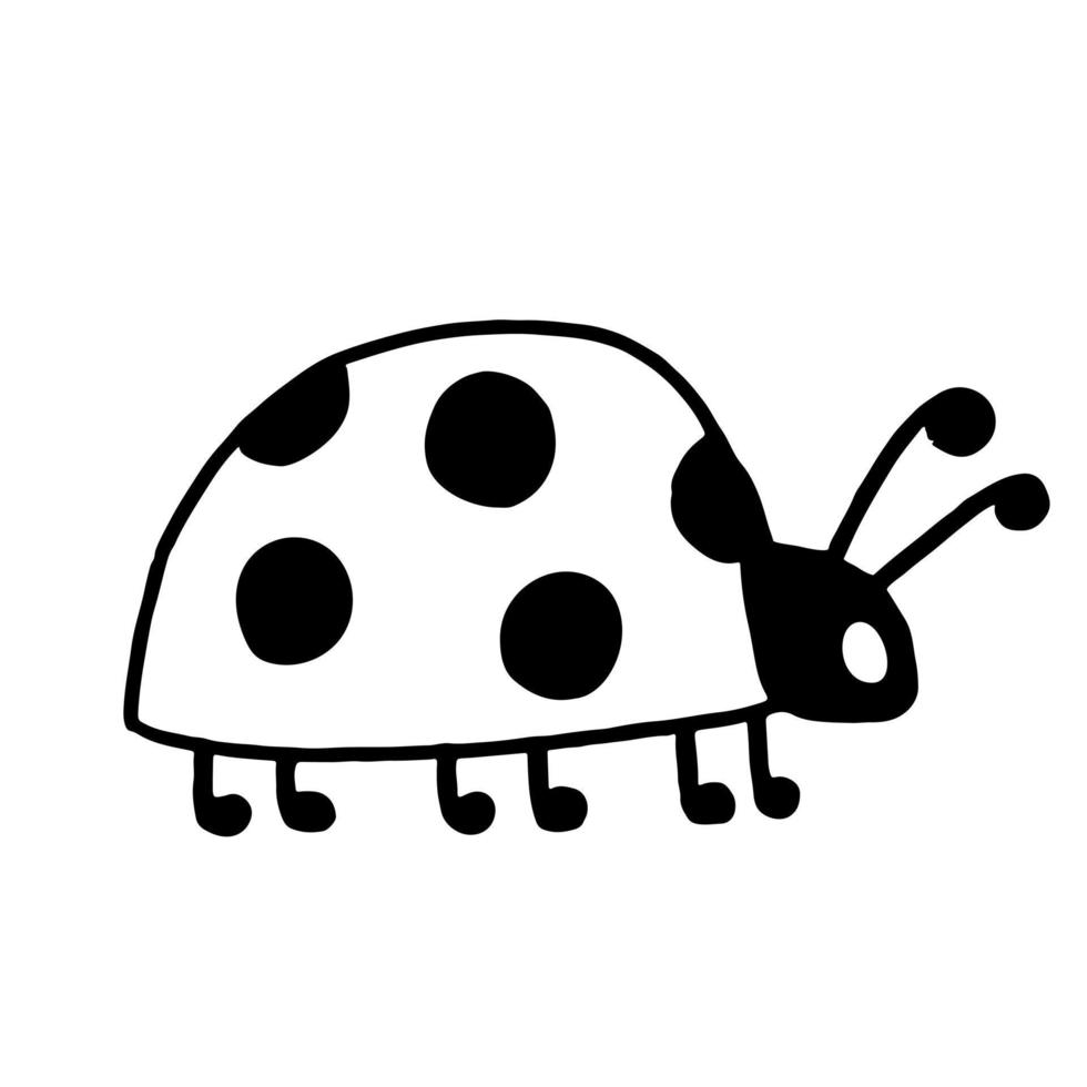 coccinella divertente in stile doodle. illustrazione vettoriale di insetto carino disegnato a mano.