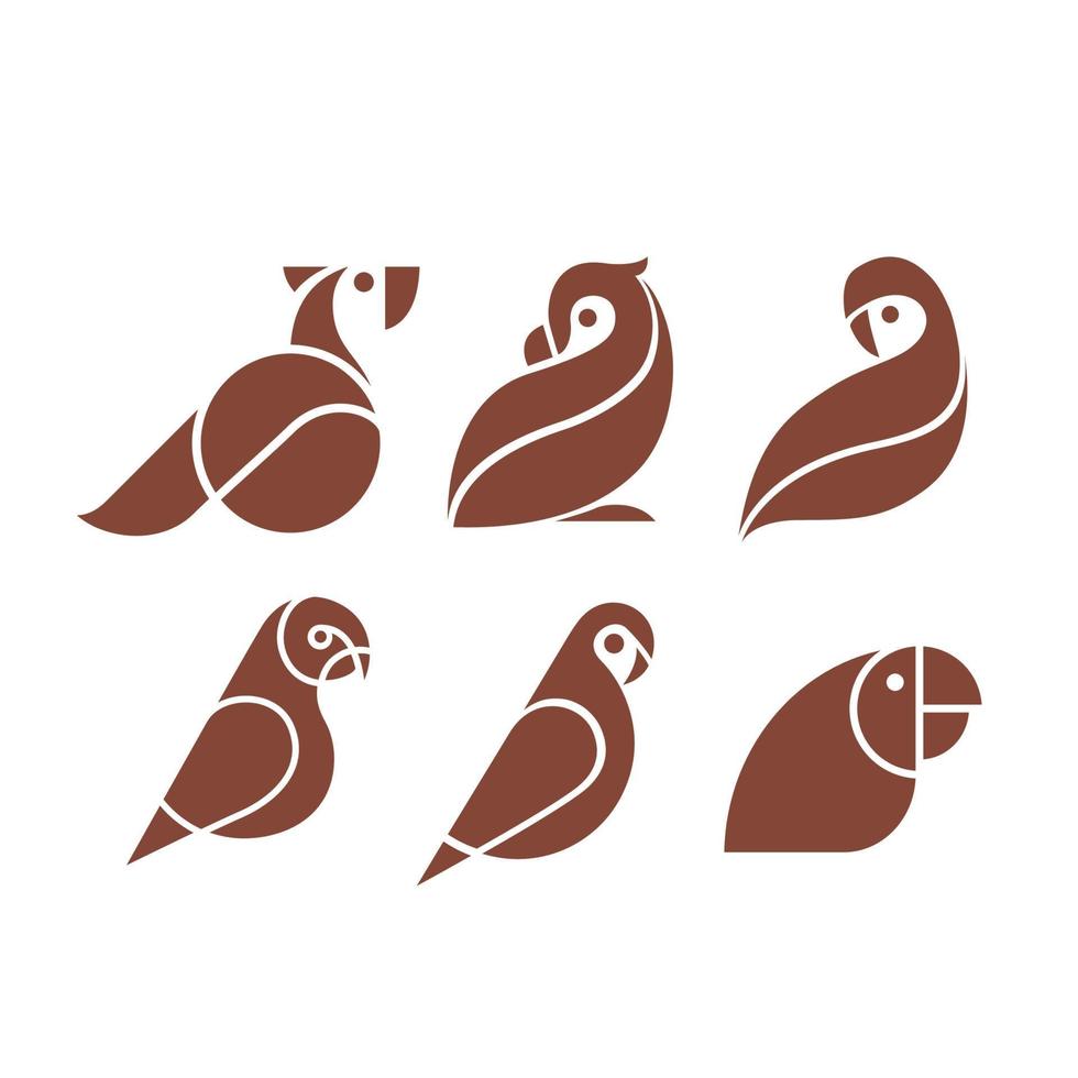 design del logo dell'uccello di amore del pappagallo vettore
