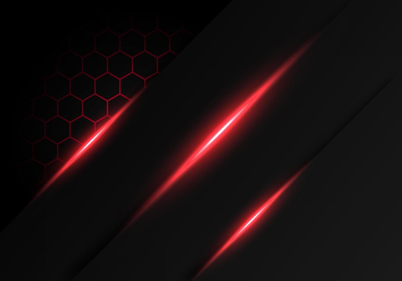 astratto grigio scuro metallico sovrapposizione luce rossa esagono design moderno lusso tecnologia futuristica sfondo vettore
