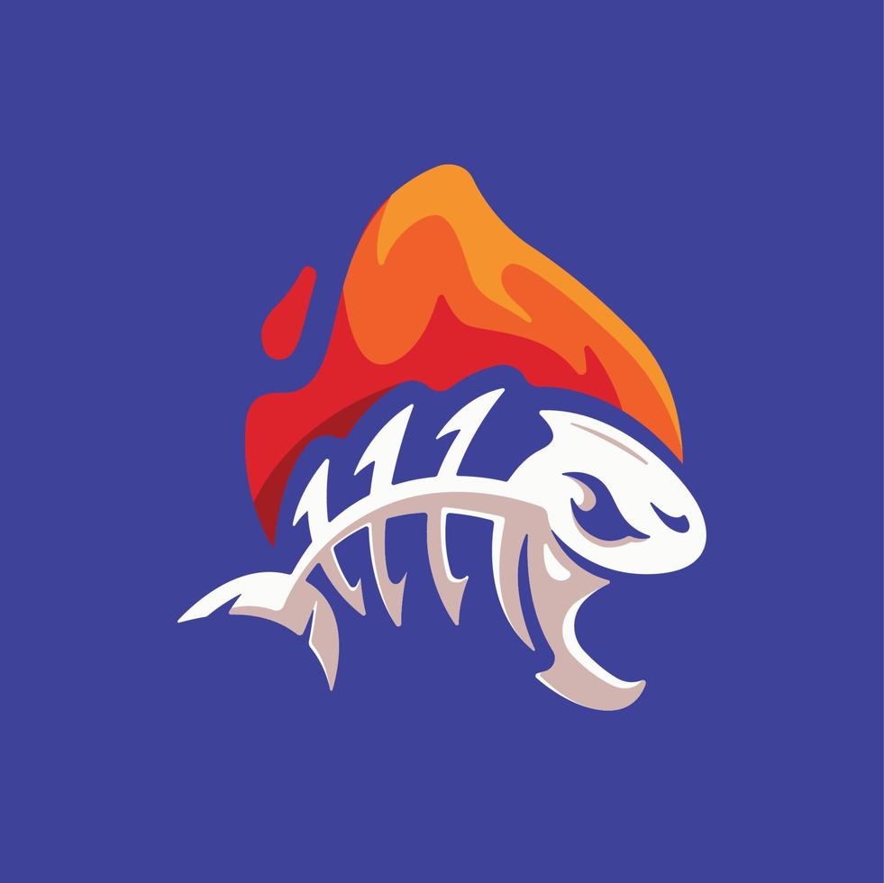 modello di logo del fuoco dell'osso di pesce aggressivo vettore