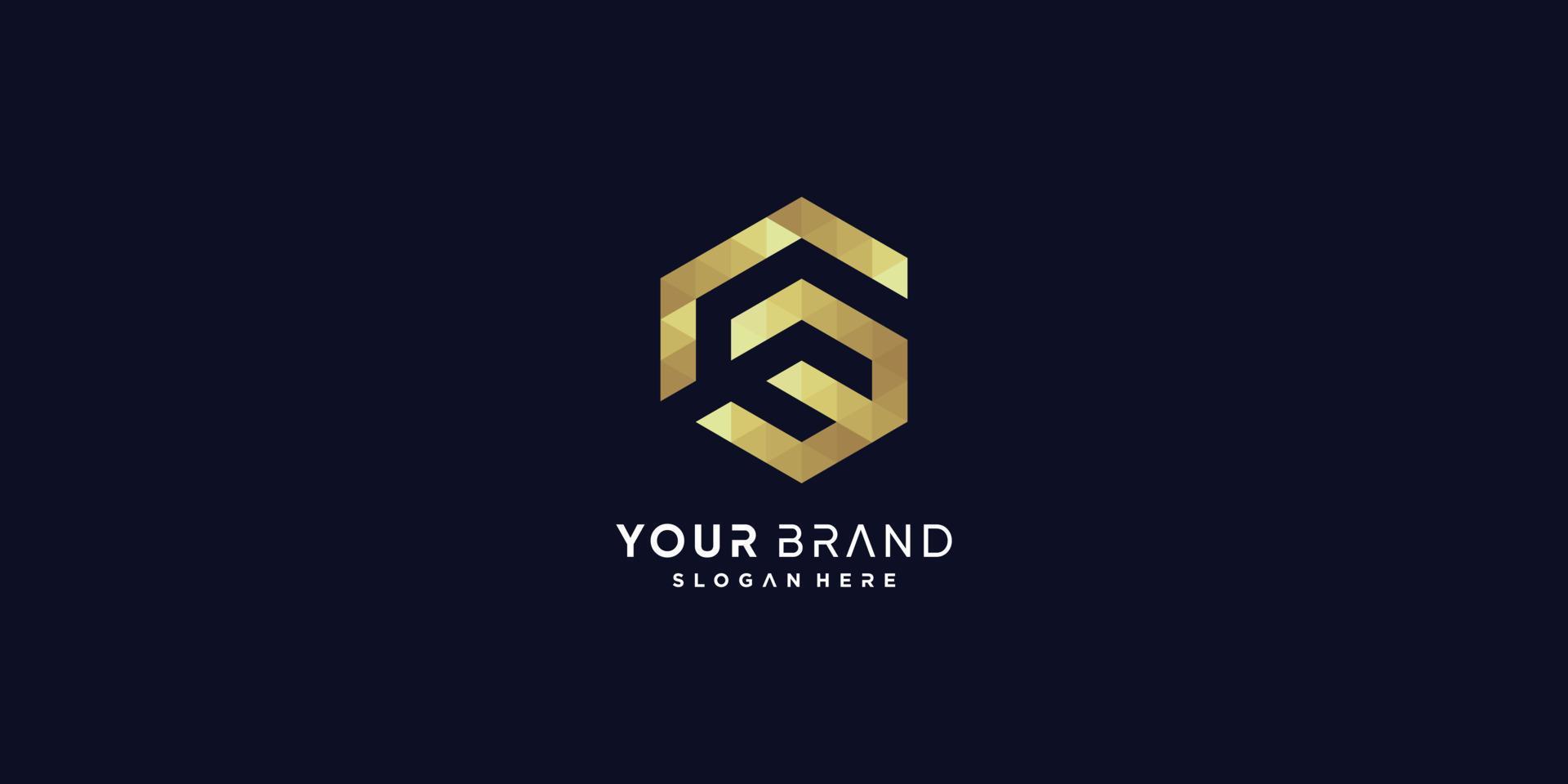 logo della lettera g dorata con parte 6 di vettore premium di stile creativo moderno