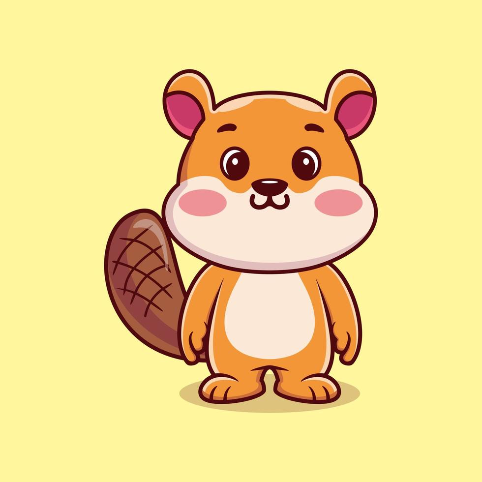 illustrazione dell'icona di vettore del fumetto sveglio dello scoiattolo in piedi. concetto di icona della natura animale isolato vettore premium
