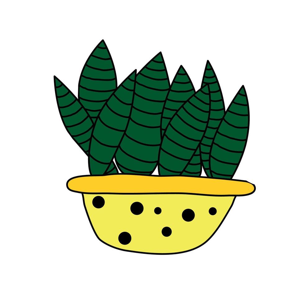doodle colorato disegno di una pianta in una pentola vettore