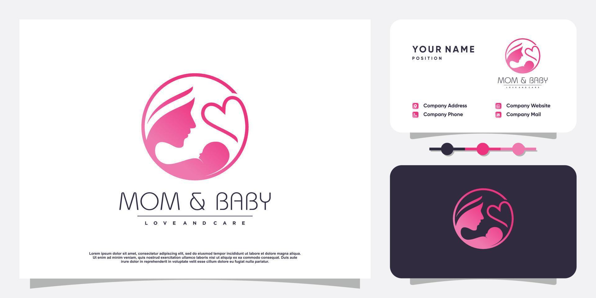 design del logo di mamma e bambino con vettore premium di concetto di amore