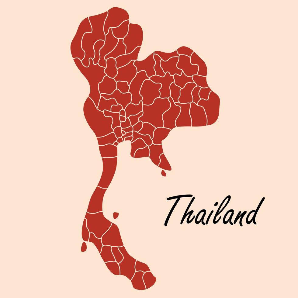 doodle disegno a mano libera della mappa della thailandia. vettore