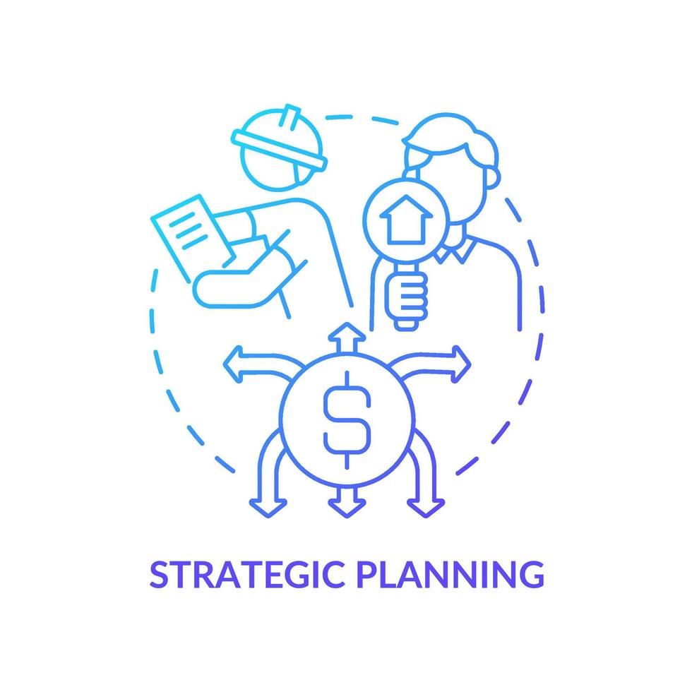 icona del concetto di gradiente blu di pianificazione strategica. tipo di pianificazione idea astratta linea sottile illustrazione. direzione organizzativa. allocare risorse. disegno di contorno isolato. vettore