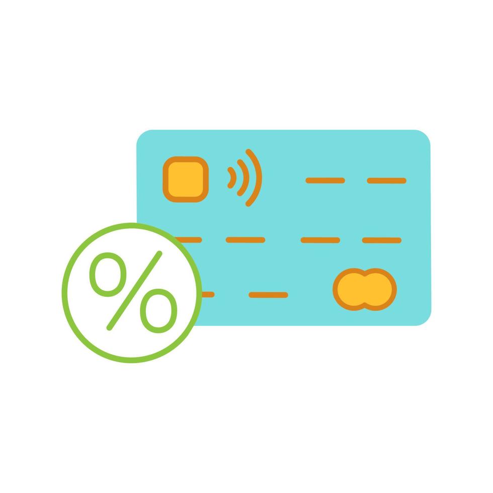 icona del colore del tasso di interesse della carta di credito. carta di credito con percentuale. illustrazione vettoriale isolata