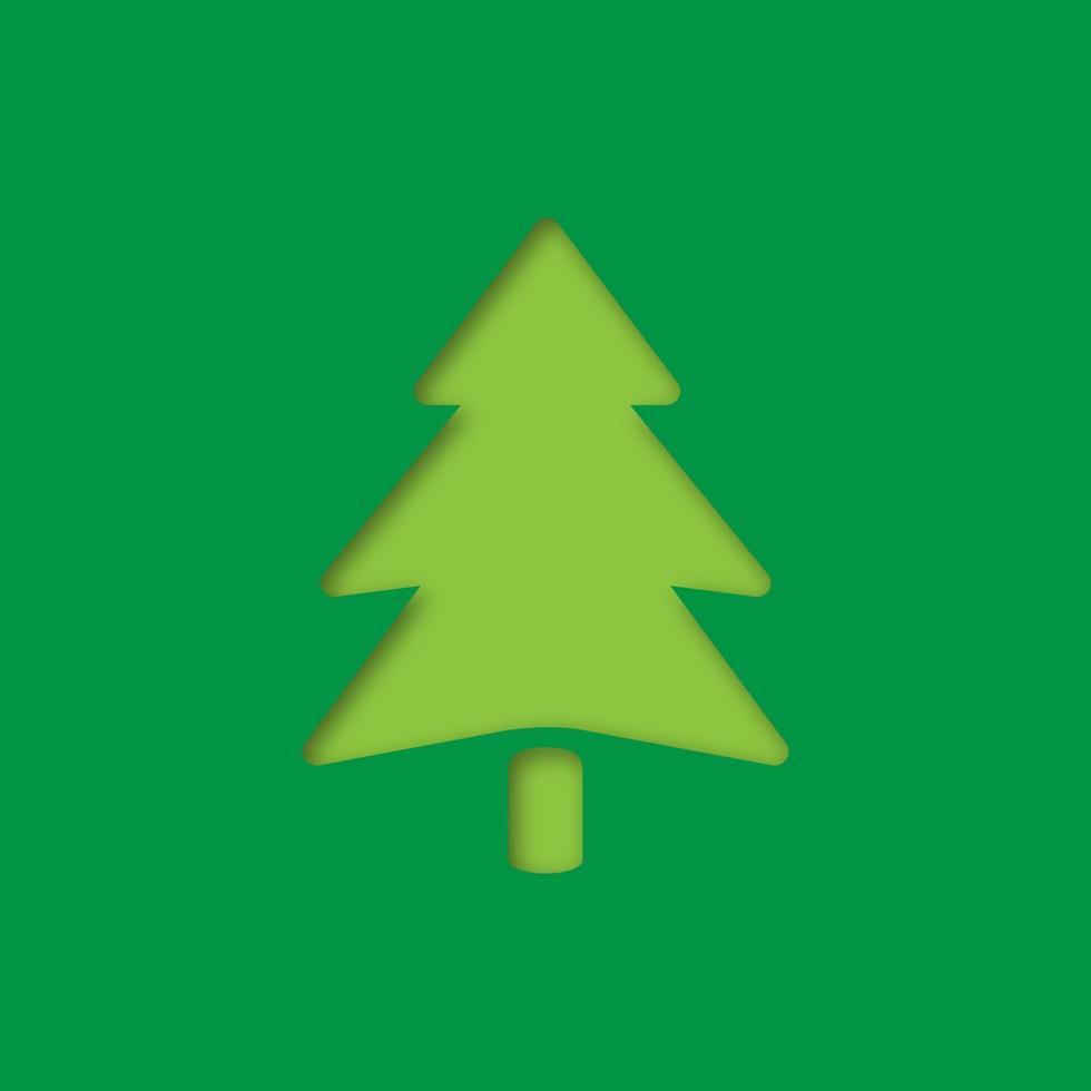 icona ritagliata della carta dell'albero di abete. segno della foresta. illustrazione isolata della siluetta di vettore