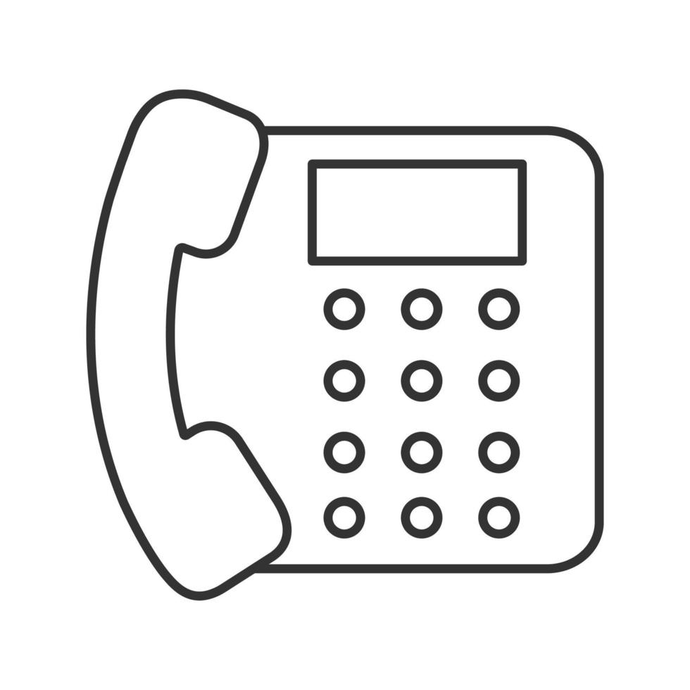 icona lineare del telefono fisso. illustrazione al tratto sottile. telefono dell'ufficio. simbolo di contorno. disegno di contorno isolato vettoriale