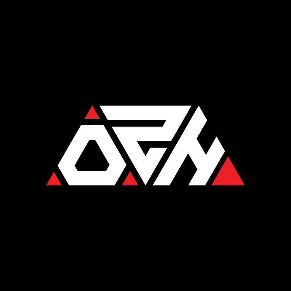 design del logo della lettera del triangolo ozh con forma triangolare. ozh triangolo logo design monogramma. modello di logo vettoriale triangolo ozh con colore rosso. ozh logo triangolare logo semplice, elegante e lussuoso. oz