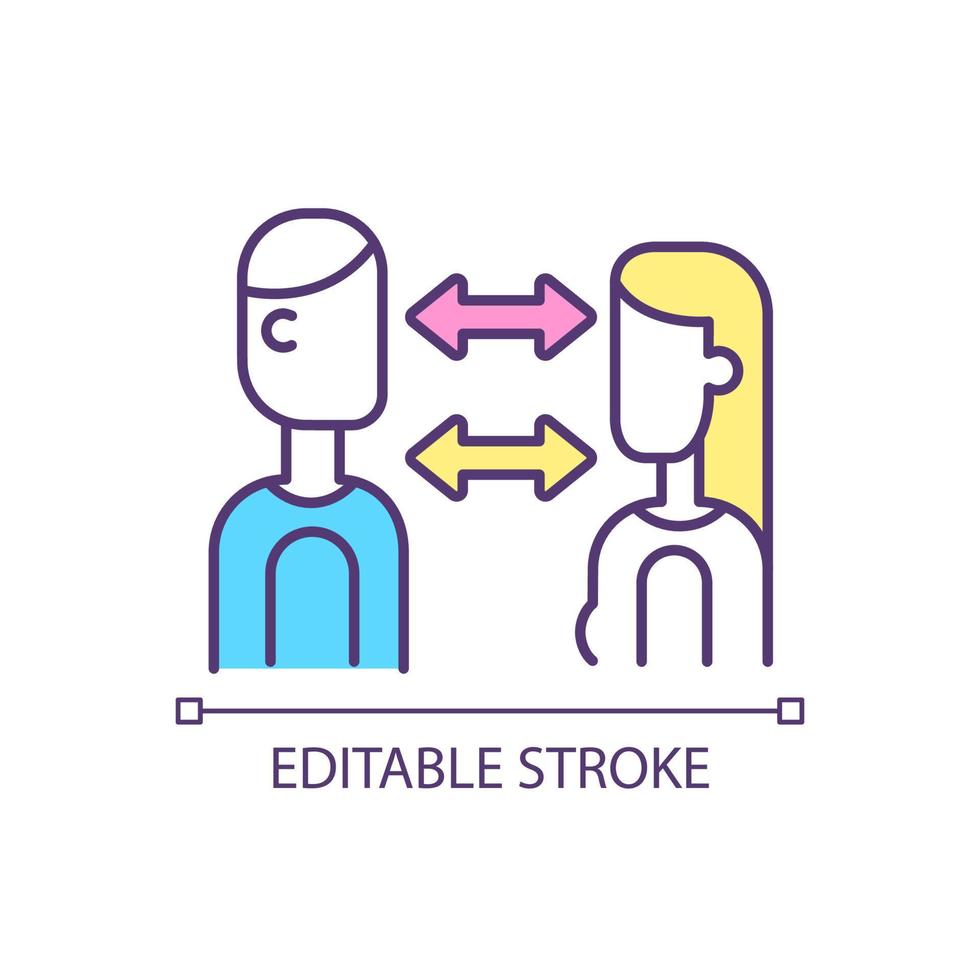 comunicazione in relazioni sane icona colore rgb. connessione emotiva. scambio di informazioni. illustrazione vettoriale isolata. semplice disegno a tratteggio pieno. tratto modificabile.