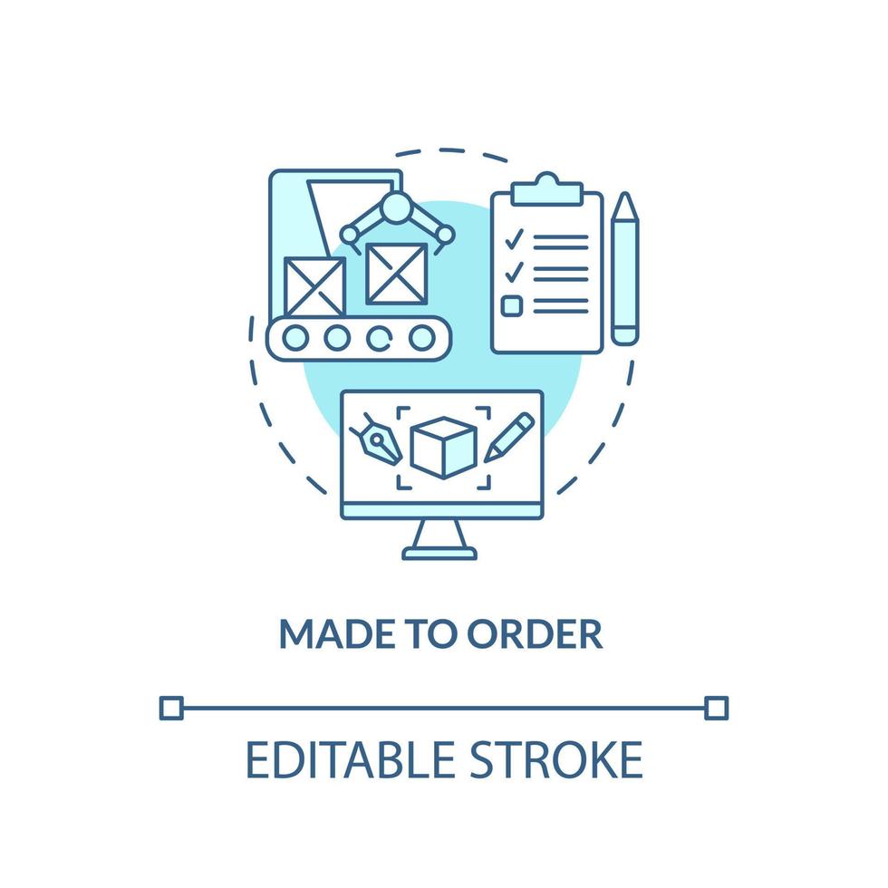 icona del concetto turchese su ordinazione. esigenze personali del cliente. tipo di prodotto idea astratta linea sottile illustrazione. disegno di contorno isolato. tratto modificabile. vettore