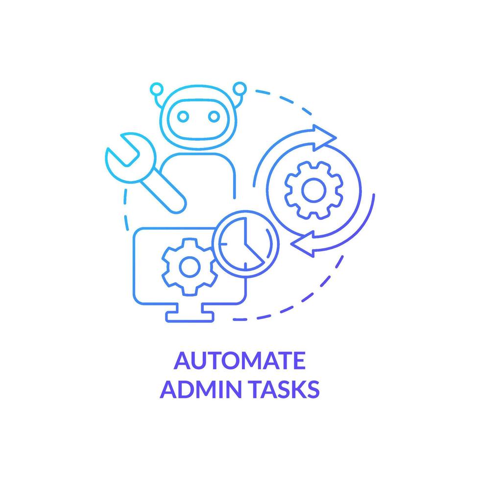 automatizza le attività di amministrazione icona del concetto di sfumatura blu. miglioramento del flusso di lavoro. modo per aumentare l'efficienza aziendale illustrazione al tratto sottile dell'idea astratta. disegno di contorno isolato. vettore