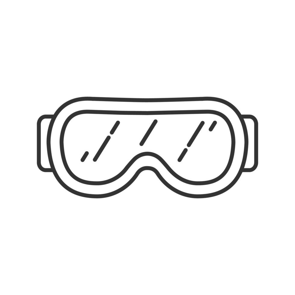 icona lineare degli occhiali da sci. illustrazione al tratto sottile. occhiali da neve. occhiali di sicurezza. simbolo di contorno. disegno di contorno isolato vettoriale
