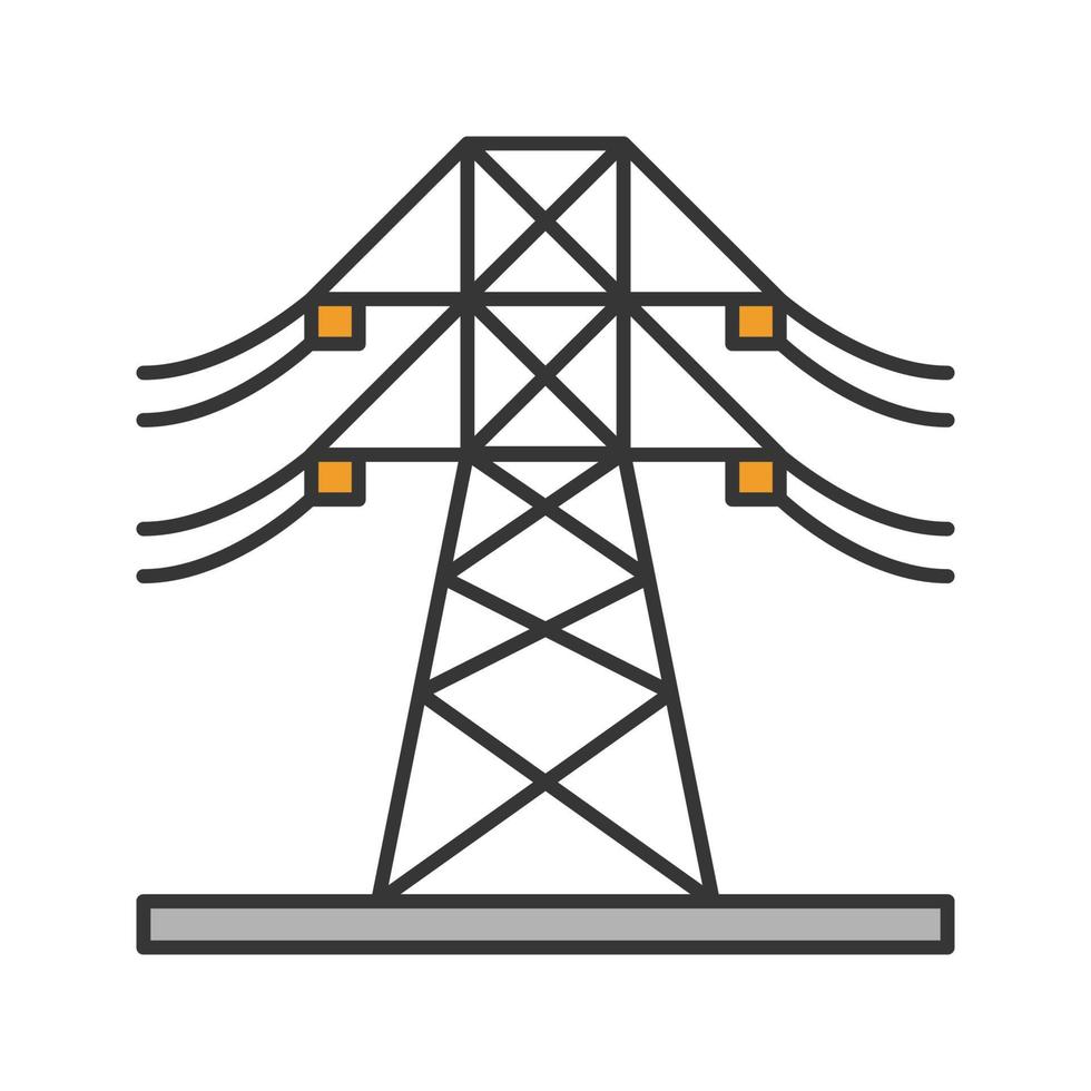 icona del colore della linea elettrica ad alta tensione. linea elettrica. traliccio elettrico. torre di trasmissione. illustrazione vettoriale isolata