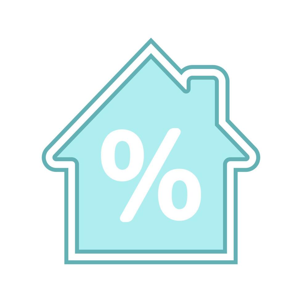 icona del colore del tasso di interesse ipotecario. casa con percentuale all'interno. illustrazione vettoriale isolata