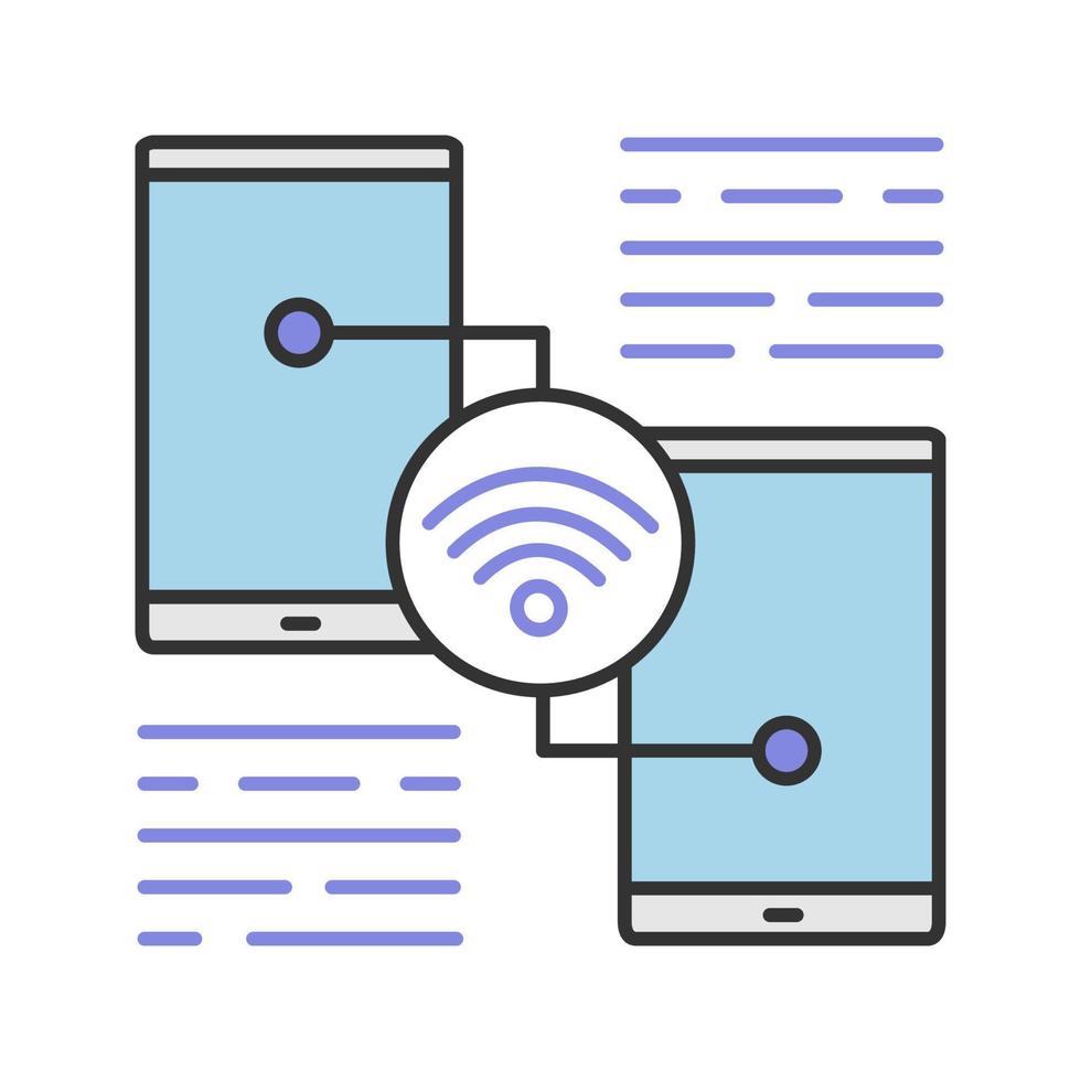 condivisione dell'icona del colore wifi dello smartphone. connessione internet. illustrazione vettoriale isolata