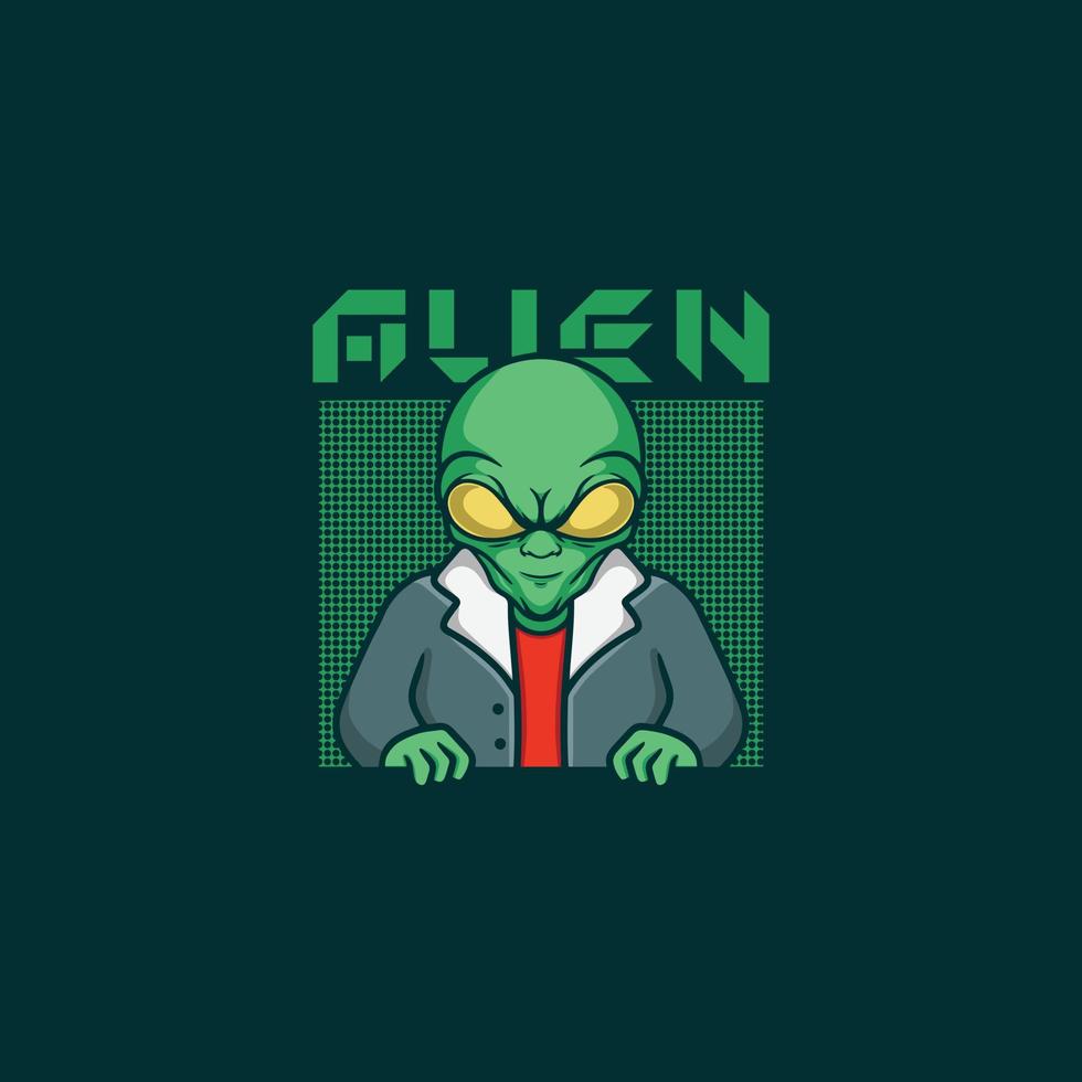 logo del personaggio alieno. illustrazione aliena. vettore