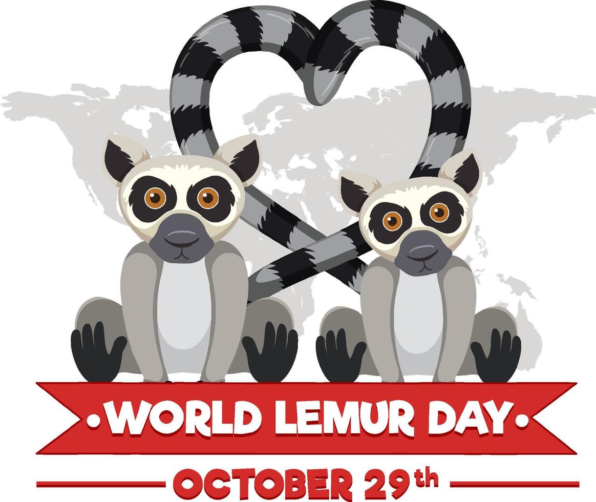 design della bandiera della giornata mondiale dei lemuri vettore