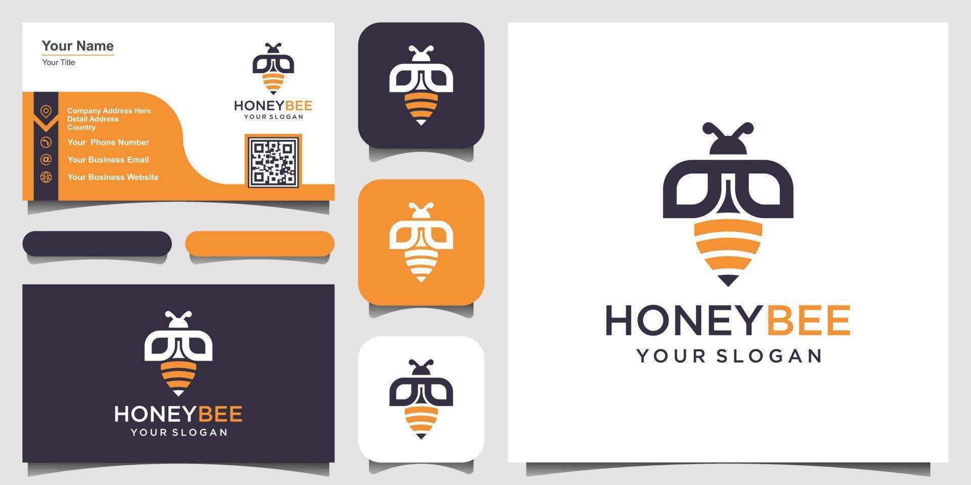 logo simbolo icona vettore creativo miele d'api. logotipo lineare di duro lavoro. design del logo, icona e biglietto da visita