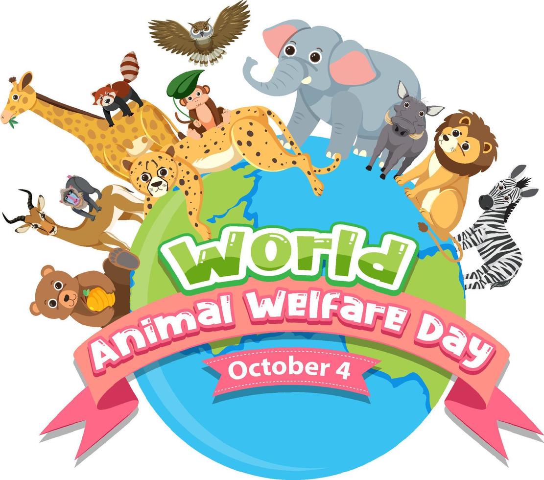 Giornata mondiale del benessere degli animali 4 ottobre vettore