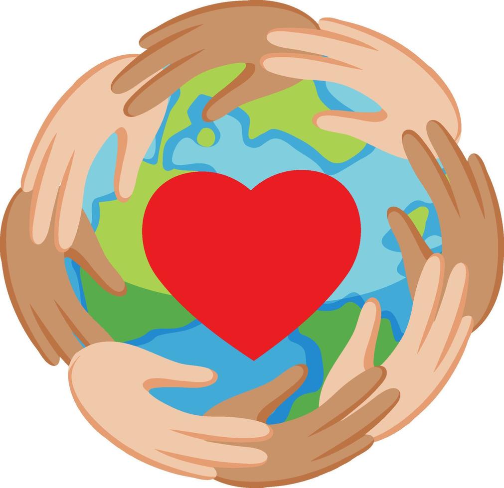 simbolo del globo terrestre con cuore vettore