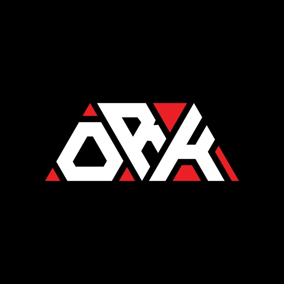 design del logo della lettera del triangolo ork con forma triangolare. monogramma di progettazione logo triangolo ork. modello di logo vettoriale triangolo ork con colore rosso. logo triangolare ork logo semplice, elegante e lussuoso. ork