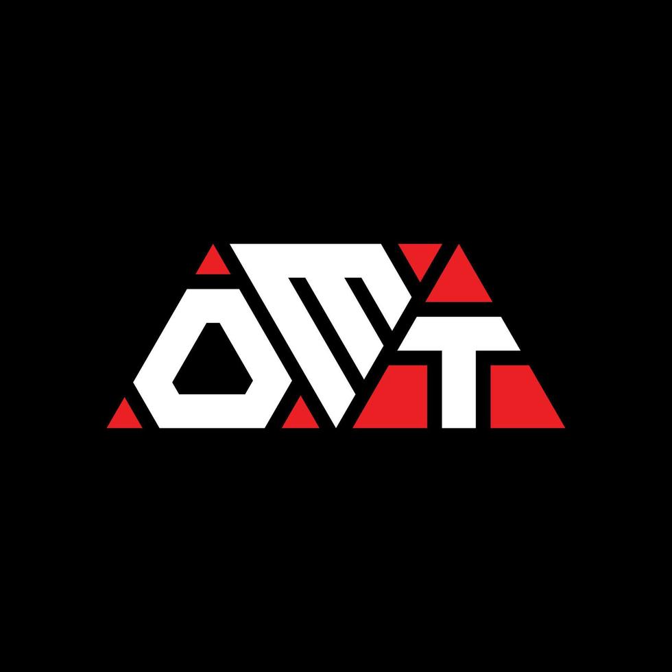design del logo della lettera triangolare omt con forma triangolare. monogramma di design con logo triangolo omt. modello di logo vettoriale triangolo omt con colore rosso. logo triangolare omt logo semplice, elegante e lussuoso. omt