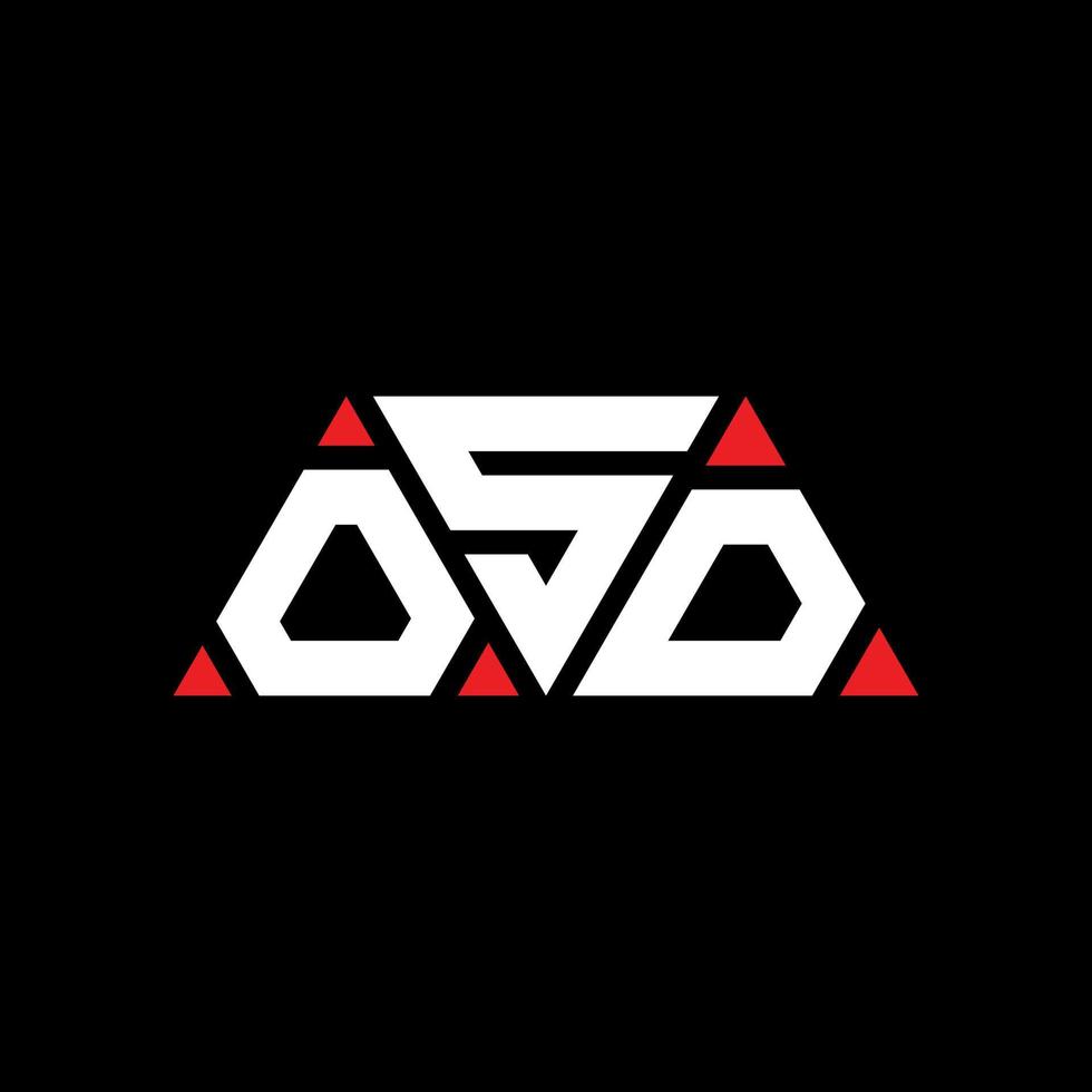 design del logo della lettera del triangolo OSD con forma triangolare. monogramma di design del logo del triangolo OSD. modello di logo vettoriale triangolo OSD con colore rosso. logo triangolare osd logo semplice, elegante e lussuoso. os