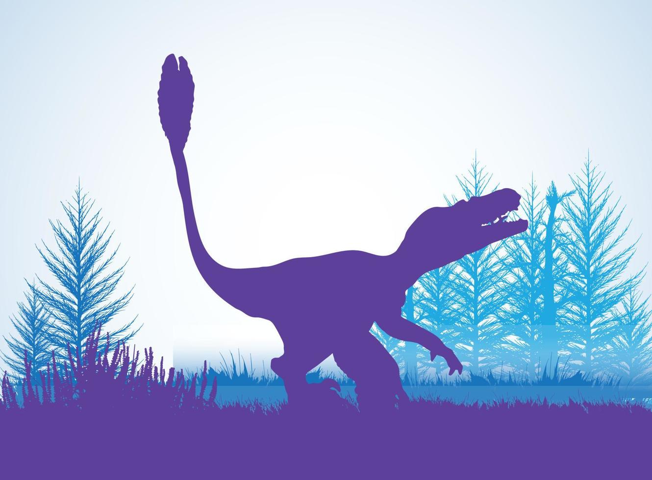 sagome di dinosauri velociraptor piumati in ambiente preistorico strati sovrapposti sfondo decorativo banner illustrazione vettoriale astratta