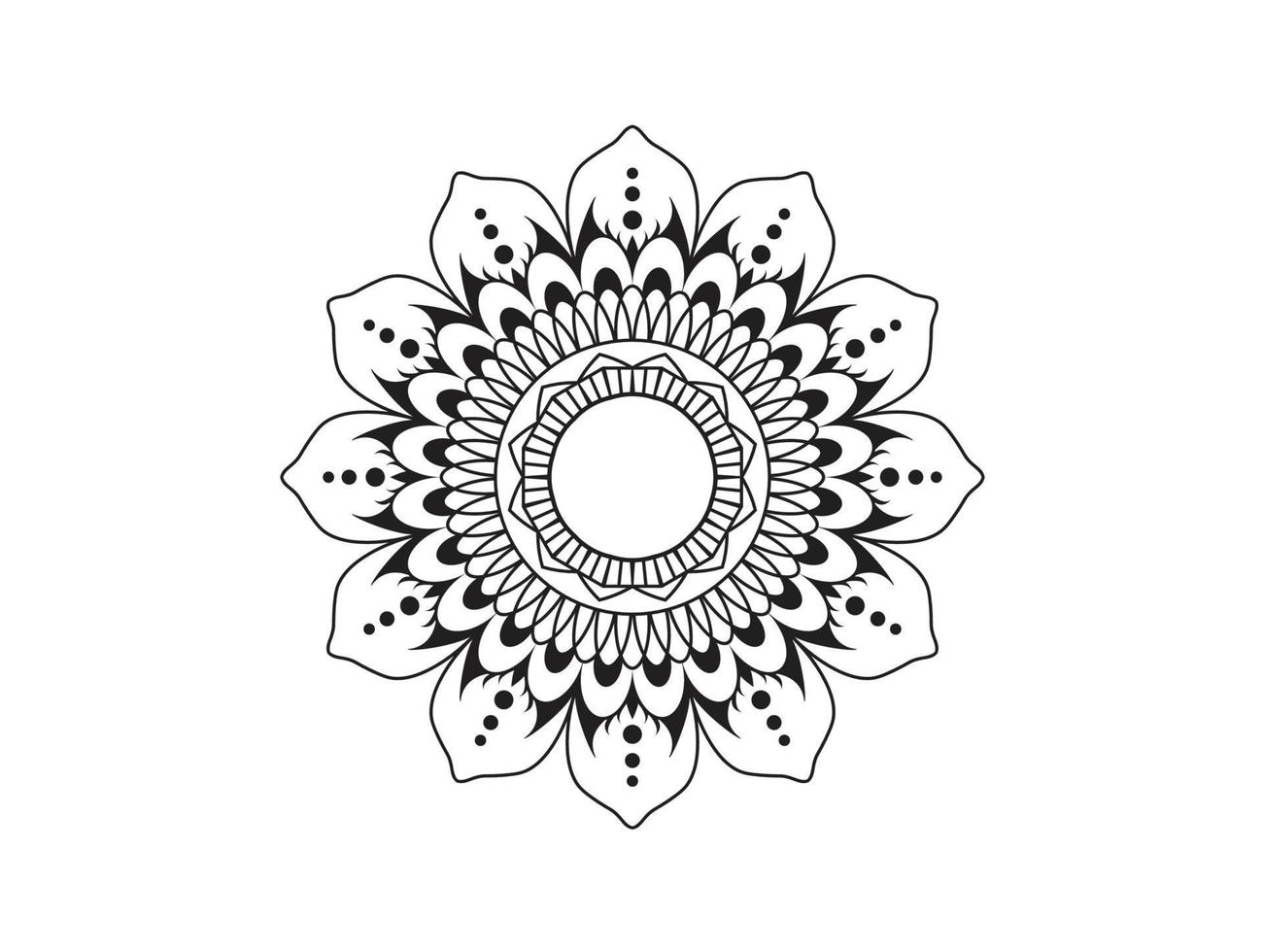 motivo circolare a forma di mandala per tatuaggi henné mehndi ornamenti decorativi in stile etnico orientale pagine di libri da colorare. vettore