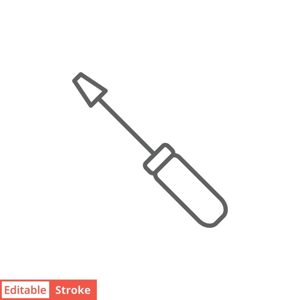 icona piatta del cacciavite a lama comune scanalato. stile di contorno semplice. simbolo di illustrazione vettoriale a linea sottile isolato su sfondo bianco. tratto modificabile eps 10.