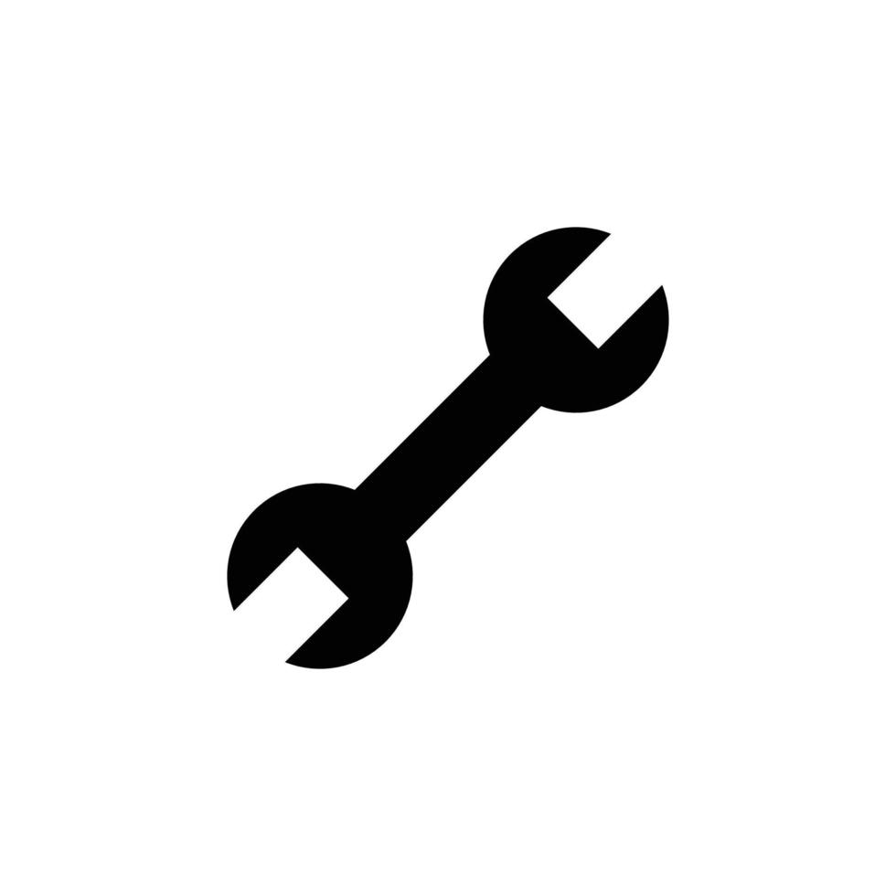 icona della chiave inglese. stile semplice e solido. strumento, chiave, chiave inglese, concetto meccanico. illustrazione del simbolo del glifo vettoriale isolata su sfondo bianco. eps 10.
