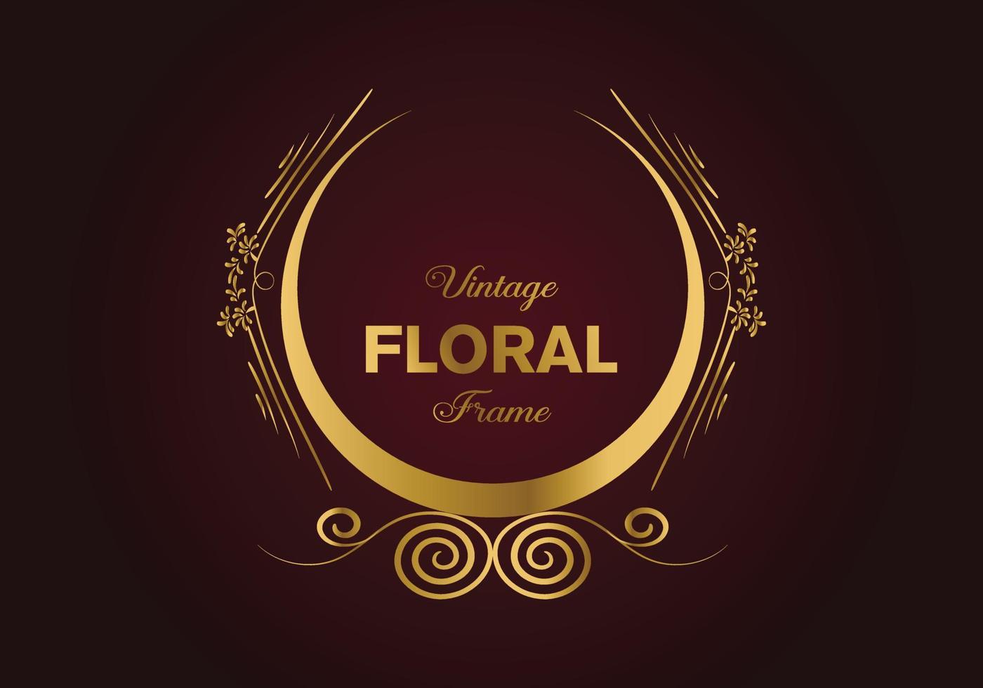 bellissimo design circolare dorato floreale elegante cornice. illustrazione gratuita. vettore