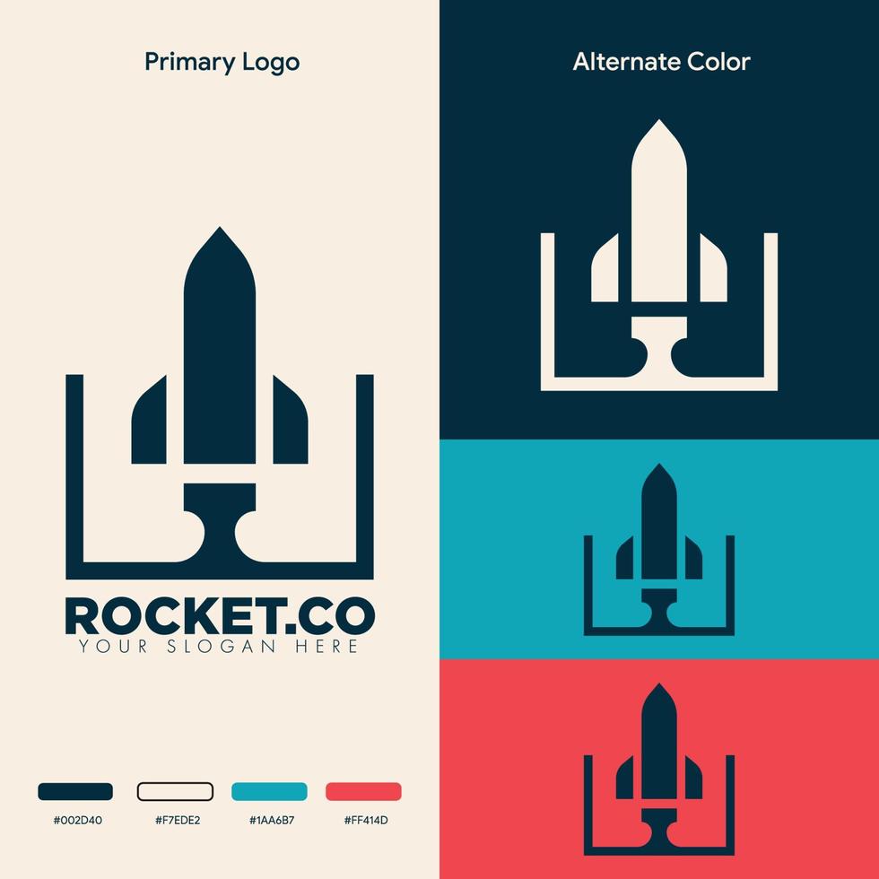 design minimalista con logo a razzo semplice vettore