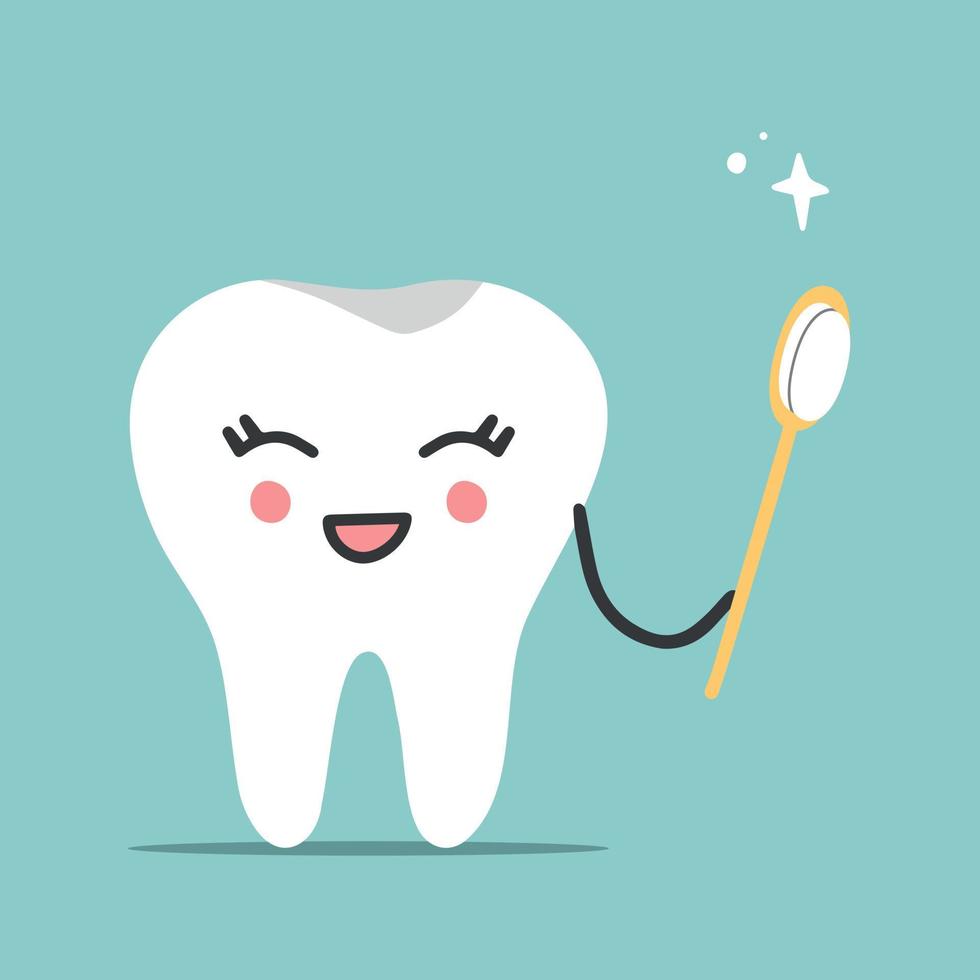 simpatico personaggio dentale. illustrazione vettoriale di un carattere dentale. concetto dentale per il tuo design. igiene orale, pulizia dei denti