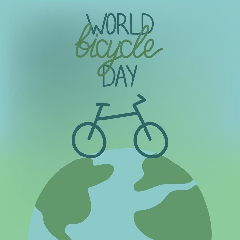 illustrazione della giornata mondiale della bicicletta del fumetto. vettore