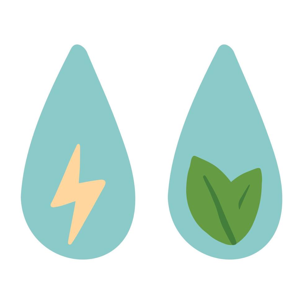 ecologia. set di icone ecologiche gocce d'acqua. vettore