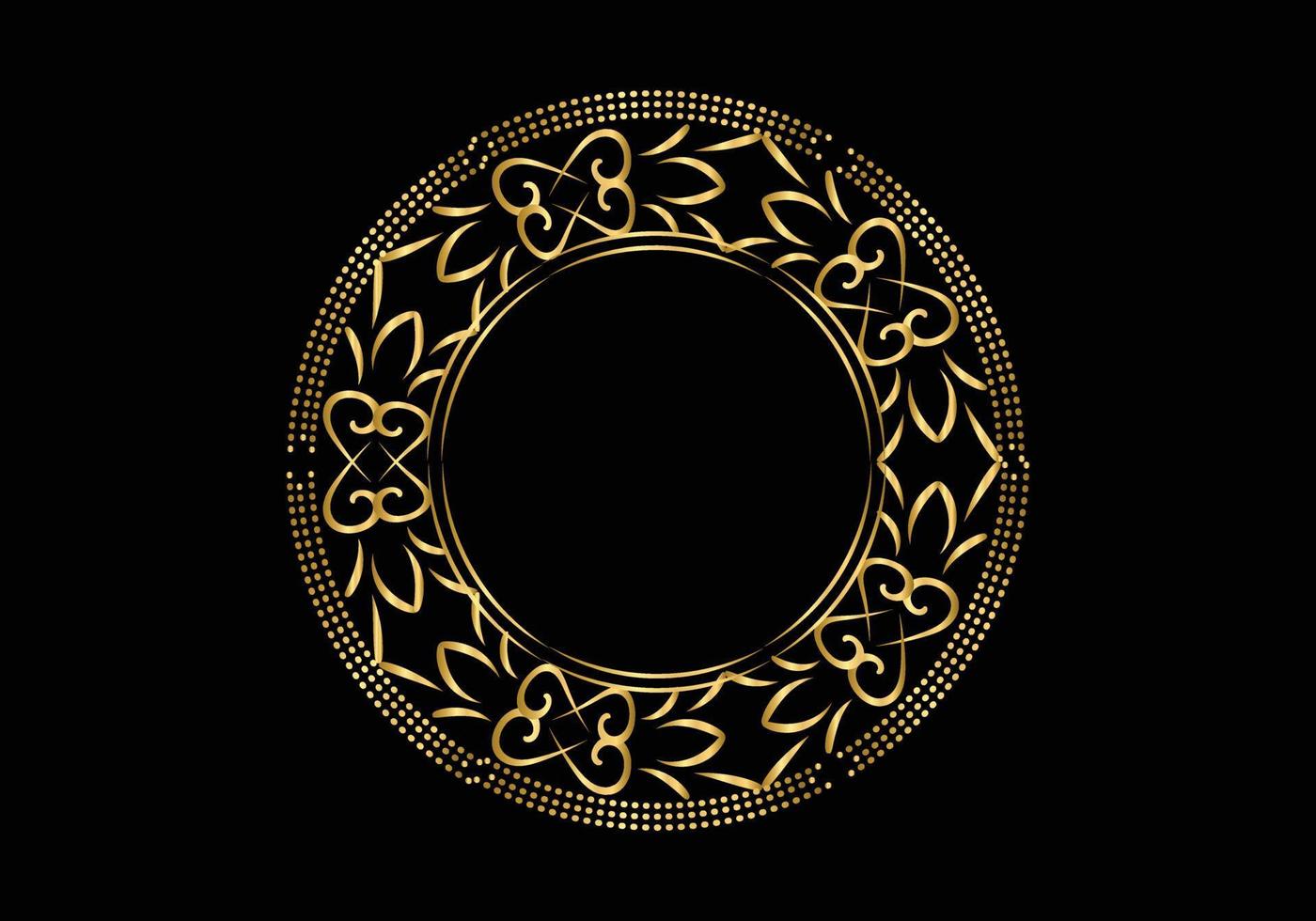 cornice rotonda decorativa dorata per il design con ornamenti floreali. un modello per la stampa di cartoline. vettore