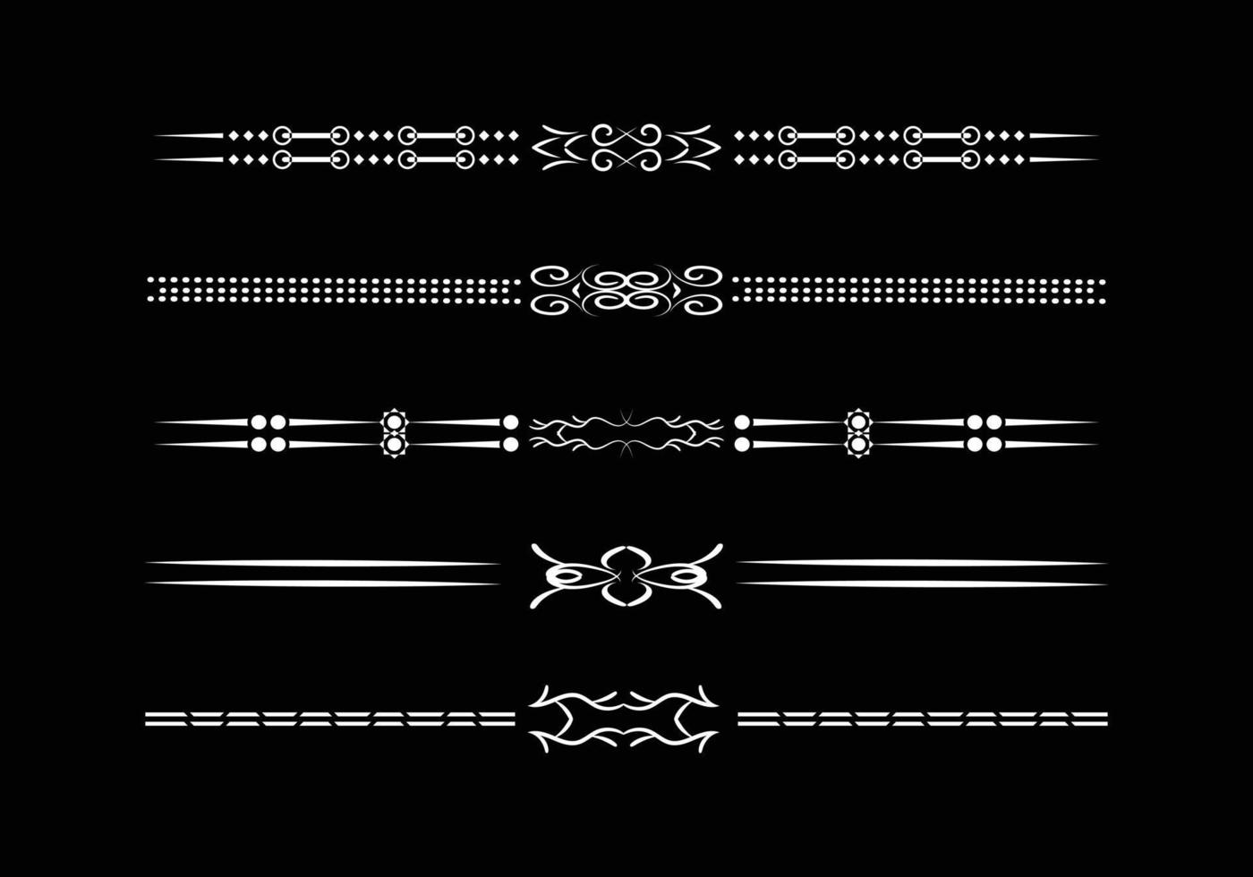 set di divisori neri e retrò di lusso. disegno calligrafico vettore