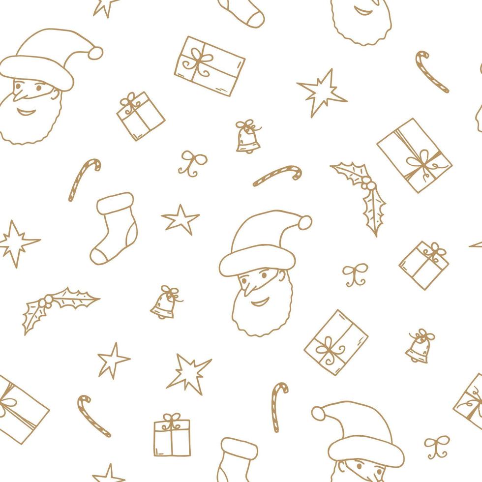 modello senza cuciture di natale e capodanno. illustrazione disegnata a mano in stile doodle. vettore