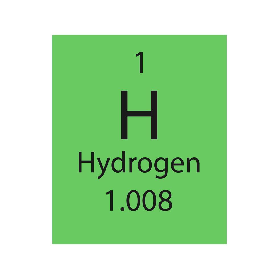 simbolo dell'idrogeno. elemento chimico della tavola periodica. illustrazione vettoriale. vettore