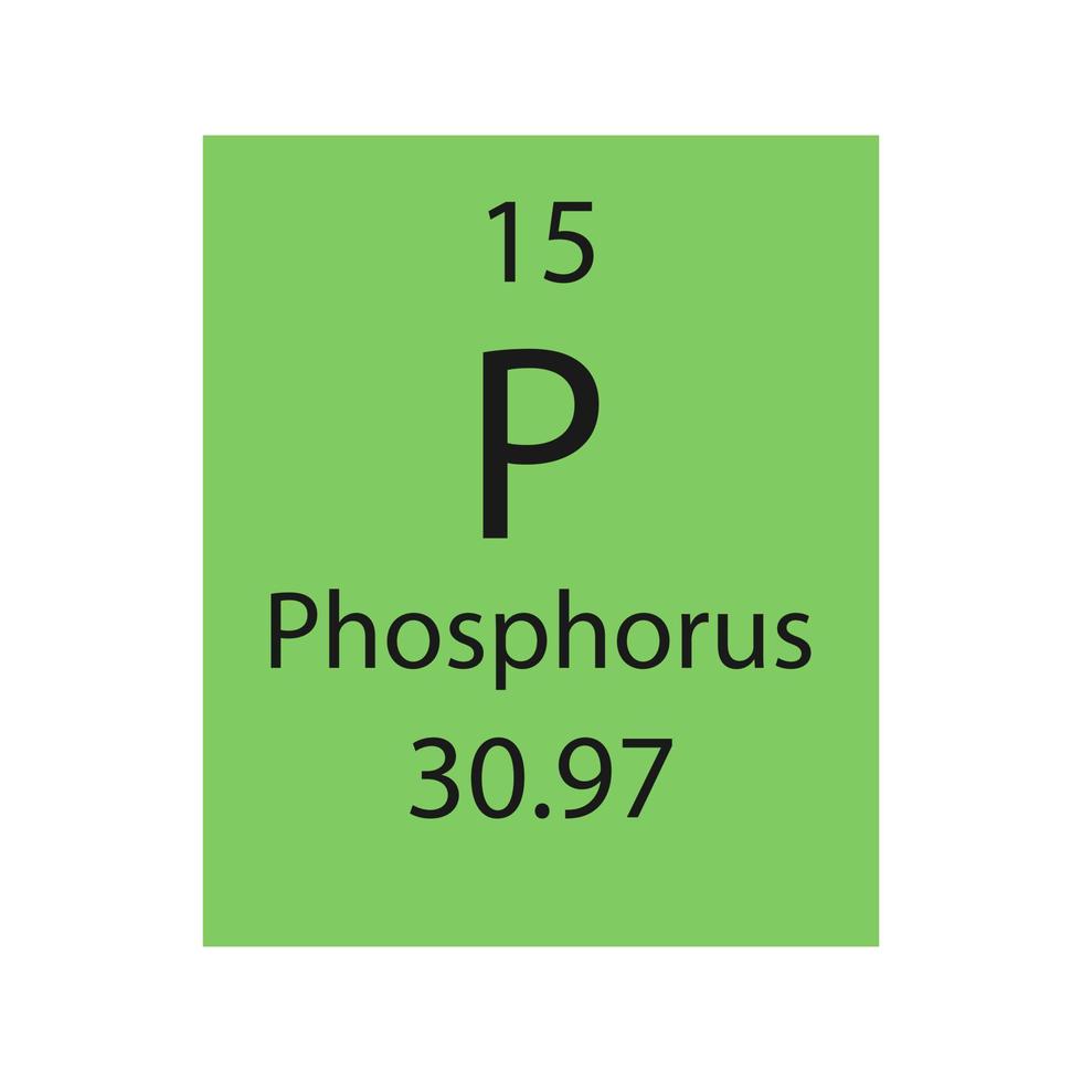 simbolo del fosforo. elemento chimico della tavola periodica. illustrazione vettoriale. vettore