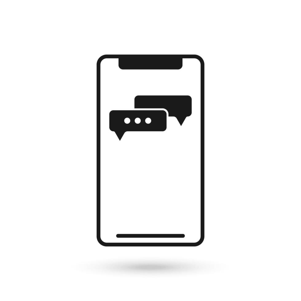 icona del design piatto del telefono cellulare con il simbolo di due fumetti vettore